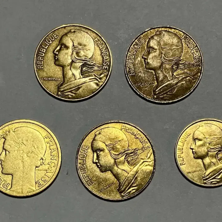 [BUNJANG] France Old Coin Bundle Set (1 Franc, 20 Centimes, 10 Centimes) / 프랑스 구형 주화 5종 일괄  (1프랑, 20상팀, 10상팀)