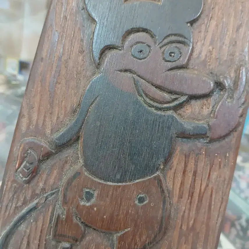 [BUNJANG] Vintage Mickey Mouse Wood Carving Wall Plaque / 빈티지 미키마우스 나무조각