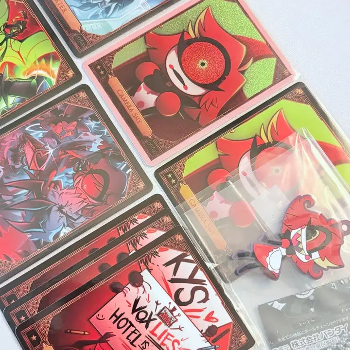 [BUNJANG] Hazbin Hotel Niffty Baxter Trading Card Bundle Set with Gacha Rubber Keychain / 해즈빈 호텔 니프티 백스터 트레이딩 카드 8장 가챠 키링
