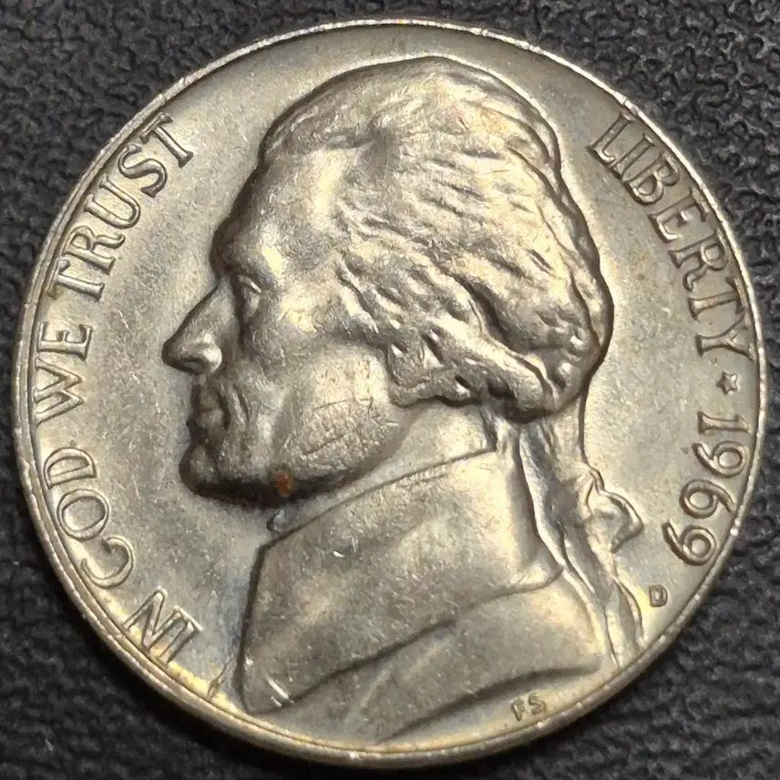 [BUNJANG] 1969 US Nickel Coin Rim Die Error / 1969년D 발행 미국 니켈 주화 림자 2중 타각