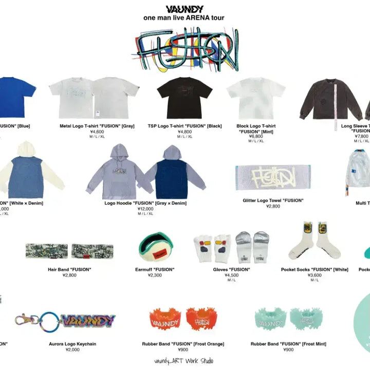 [BUNJANG] Vaundy Fusion Band T-Shirt &amp; Rubber Band Set / 2종SET]바운디 vaundy 티셔츠 콘서트 굿즈 fusion 밴드