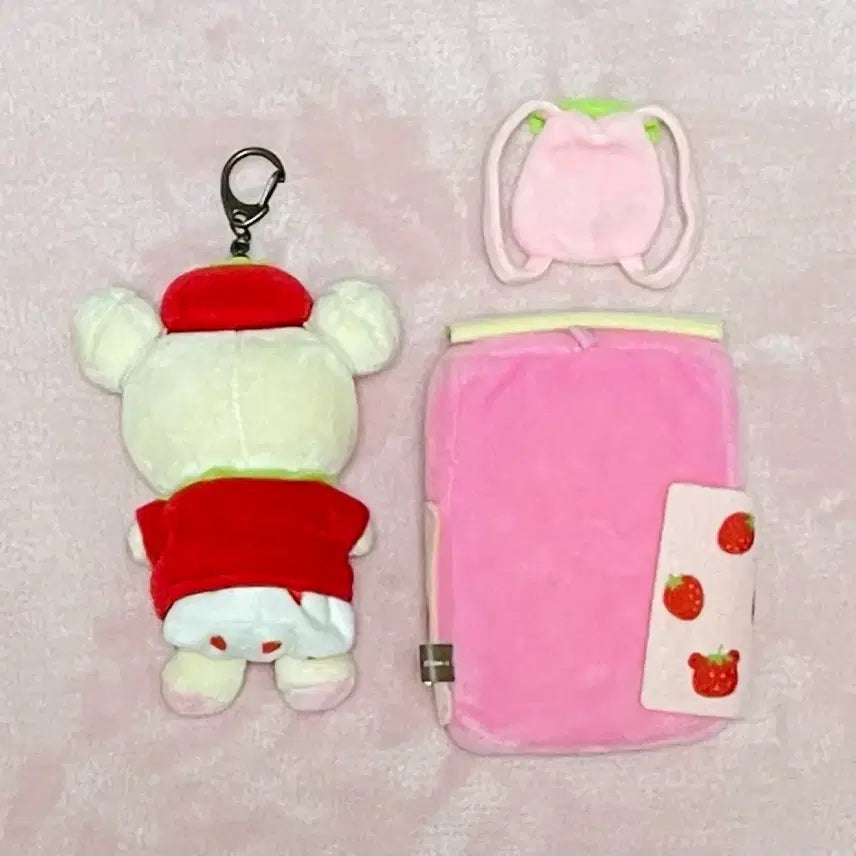 [BUNJANG] Rilakkuma Strawberry Charm Doll Bed Bundle Set / 일괄) 코리락쿠마 딸기 키링 인형 침대