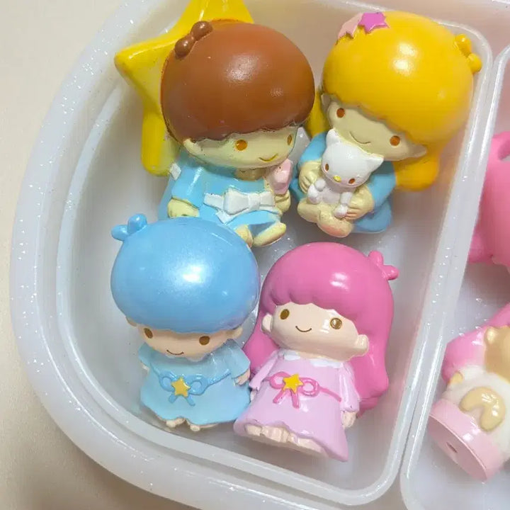 [BUNJANG] Little Twin Stars (Kiki &amp; Lala) Vintage Lunch Box &amp; Figure Set / 세트)고전키키라라 피규어 도시락 보관함 리틀트윈스타