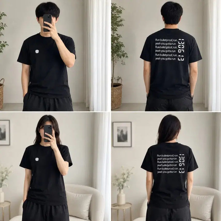 [BUNJANG] BTS RUN BULLETPROOF Back Printing Short Sleeve T-Shirt Black L / BTS 방탄소년단 RUN BULLETPROOF 백프린팅 반팔티 블랙 L