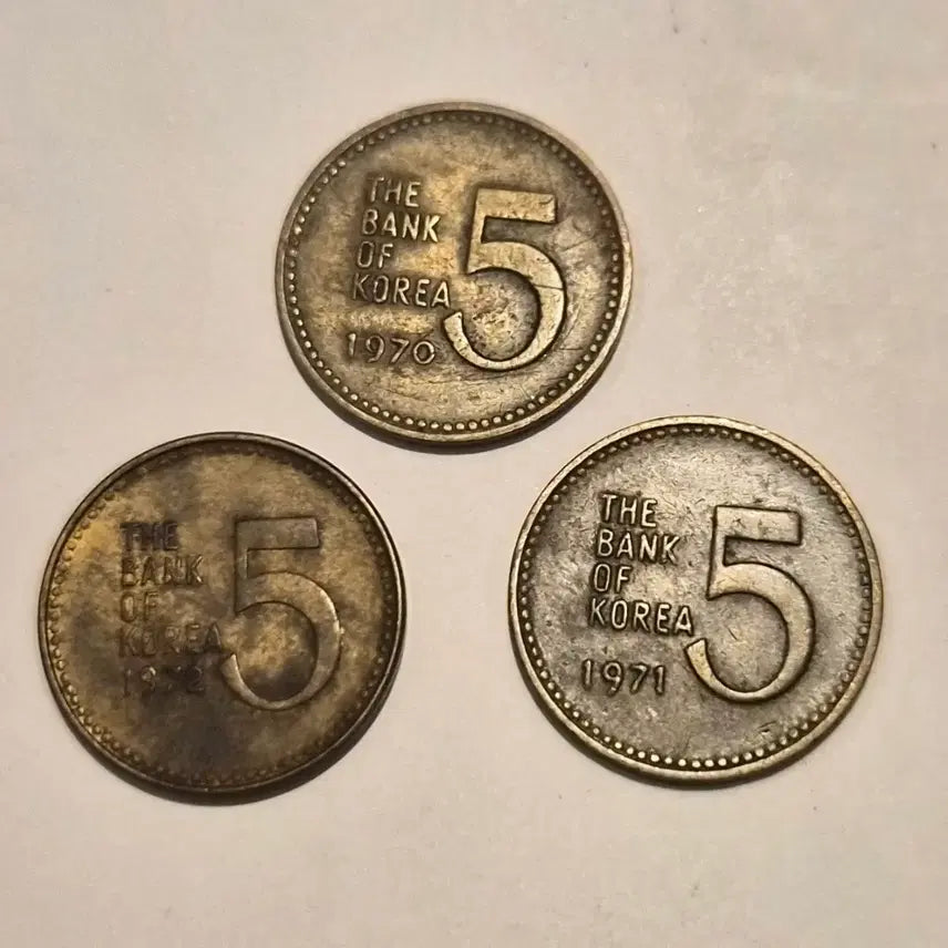 [BUNJANG] 1970-1972 5 Won Coin Bundle / 5원 동전 1970 1971 1972 일괄