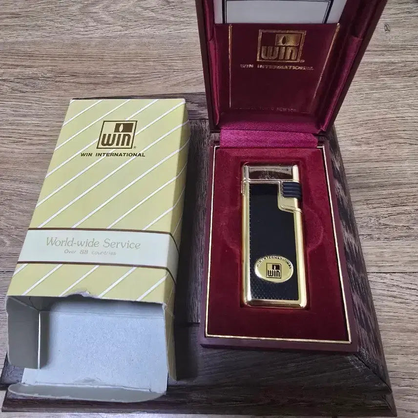 [BUNJANG] Win International Lighter Gold Black Set / 윈 인터내셔널 라이터 금장 블랙 세트