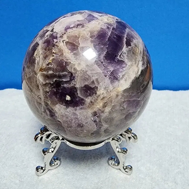 [BUNJANG] Natural Amethyst Sphere (6cm) + Hexagonal Pillar + Stand Set / 천연 자수정 대형 구체(6cm)+육각기둥+받침대