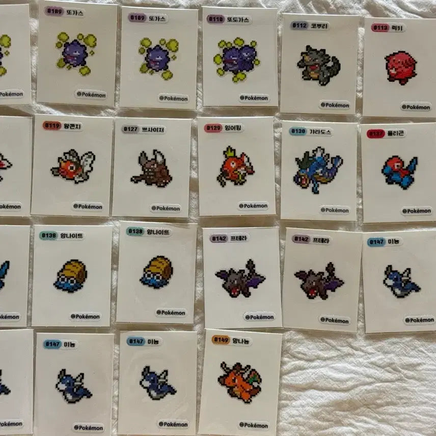 [BUNJANG] Pokemon Pixel Stickers 109 pcs Bundle Set (61 Variants) / 포켓몬 픽셀 띠부씰 61종 (중복 포함 109장) 일괄