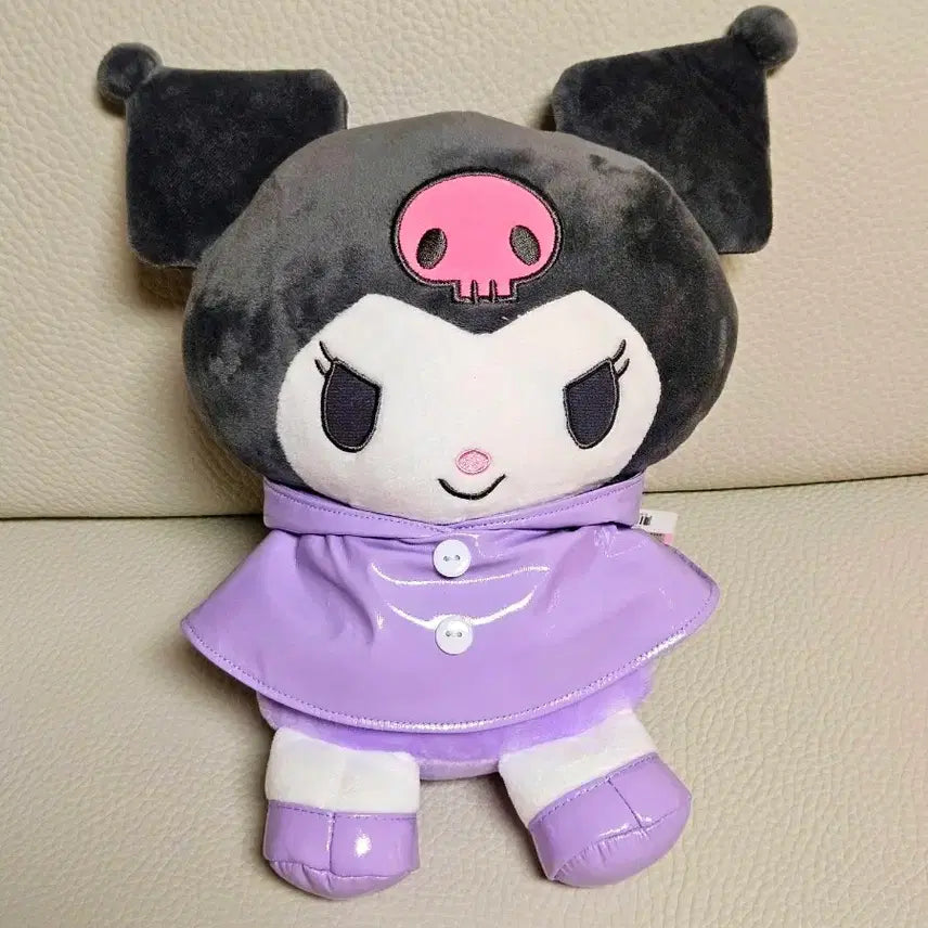 [BUNJANG] Sanrio Kuromi Medium Plush Doll Purple Raincoat / 산리오 쿠로미 인형 보라색 우비 중형 정품 새상품