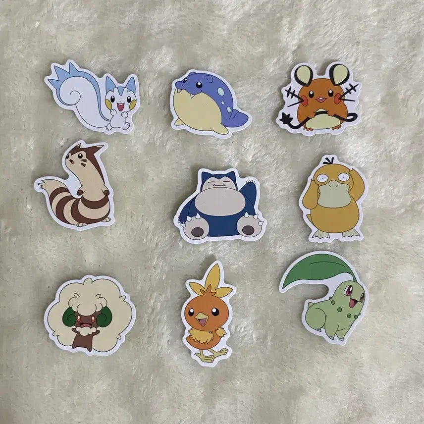 [BUNJANG] Pokemon Stickers 9 Types Set / 포켓몬스터 스티커 9종 (치라미, 데덴네, 데굴레오, 잠만보, 고라파덕등