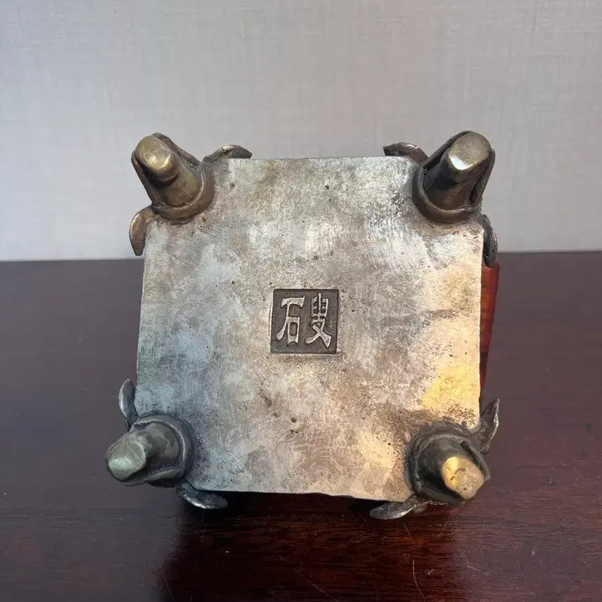 [BUNJANG] Chinese White Copper Eight-Trigram Haitai Phoenix Incense Burner / 중국 백동 팔각 해태봉황 투각 오단향로