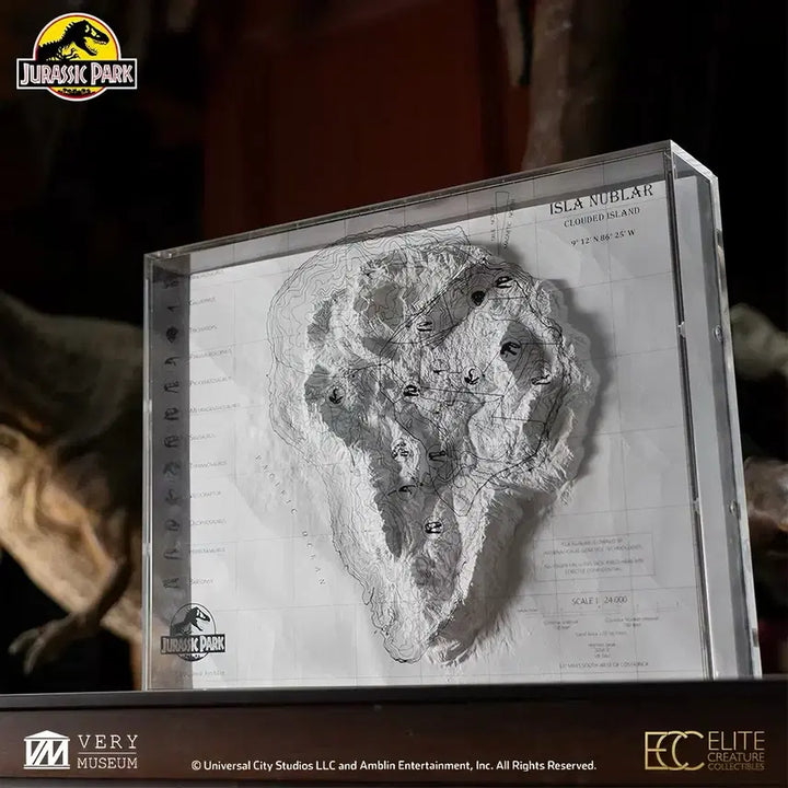 [BUNJANG] ECC Jurassic Park Isla Nublar 3D Map Display Frame Sealed / ECC 쥬라기공원 이슬라 누블라 3D 맵 디스플레이 액자 미개봉품