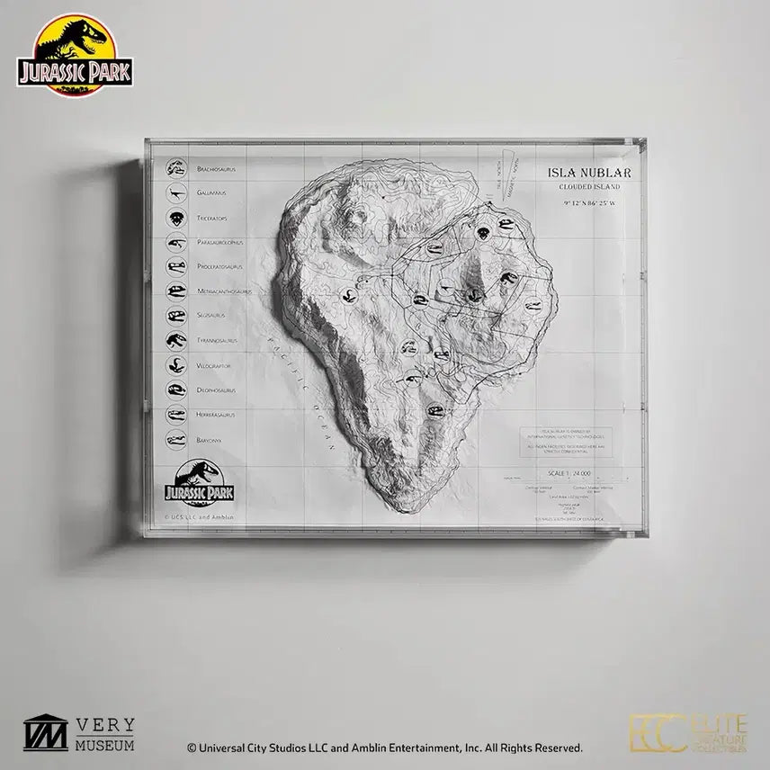 [BUNJANG] ECC Jurassic Park Isla Nublar 3D Map Display Frame Sealed / ECC 쥬라기공원 이슬라 누블라 3D 맵 디스플레이 액자 미개봉품