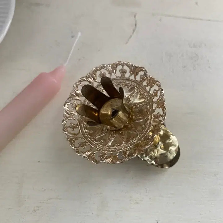 [BUNJANG] Vintage Gold Clip Candlestick Holder / 빈티지 골드 클립촛대 집게촛대