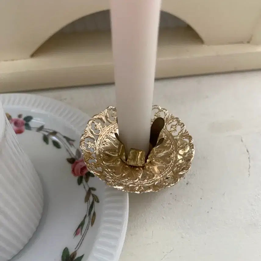 [BUNJANG] Vintage Gold Clip Candlestick Holder / 빈티지 골드 클립촛대 집게촛대