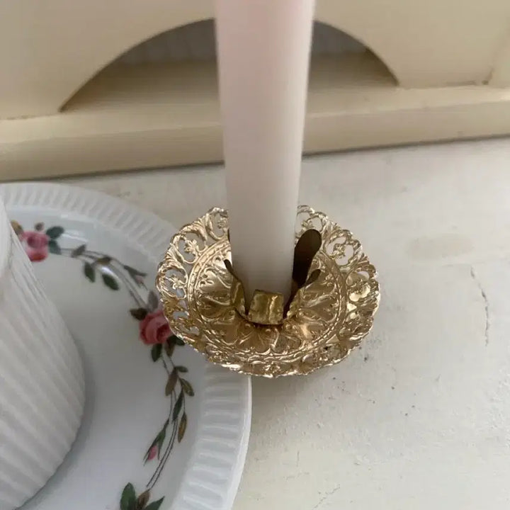 [BUNJANG] Vintage Gold Clip Candlestick Holder / 빈티지 골드 클립촛대 집게촛대