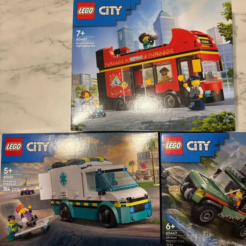 [BUNJANG] LEGO City Double Decker Bus, Emergency Ambulance, Off-Road Mountain Truck Bundle Set / 레고 60407,60451,60447 일괄 판매합니다