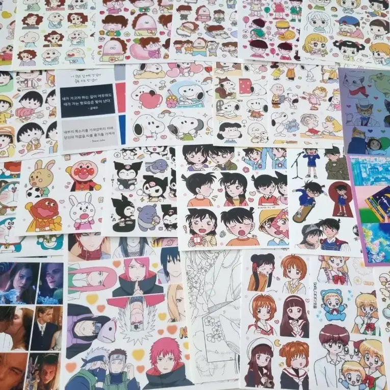 [BUNJANG] Anime Character Sticker Set - Die-cut, Assorted, No Duplicates / 애니 인스 캐릭터 스티커 다꾸 인믹 인띵 무중복 체리 레미 다다다 나루토 코난 4