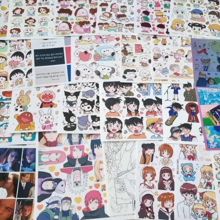 [BUNJANG] Anime Character Sticker Set - Die-cut, Assorted, No Duplicates / 애니 인스 캐릭터 스티커 다꾸 인믹 인띵 무중복 체리 레미 다다다 나루토 코난 4