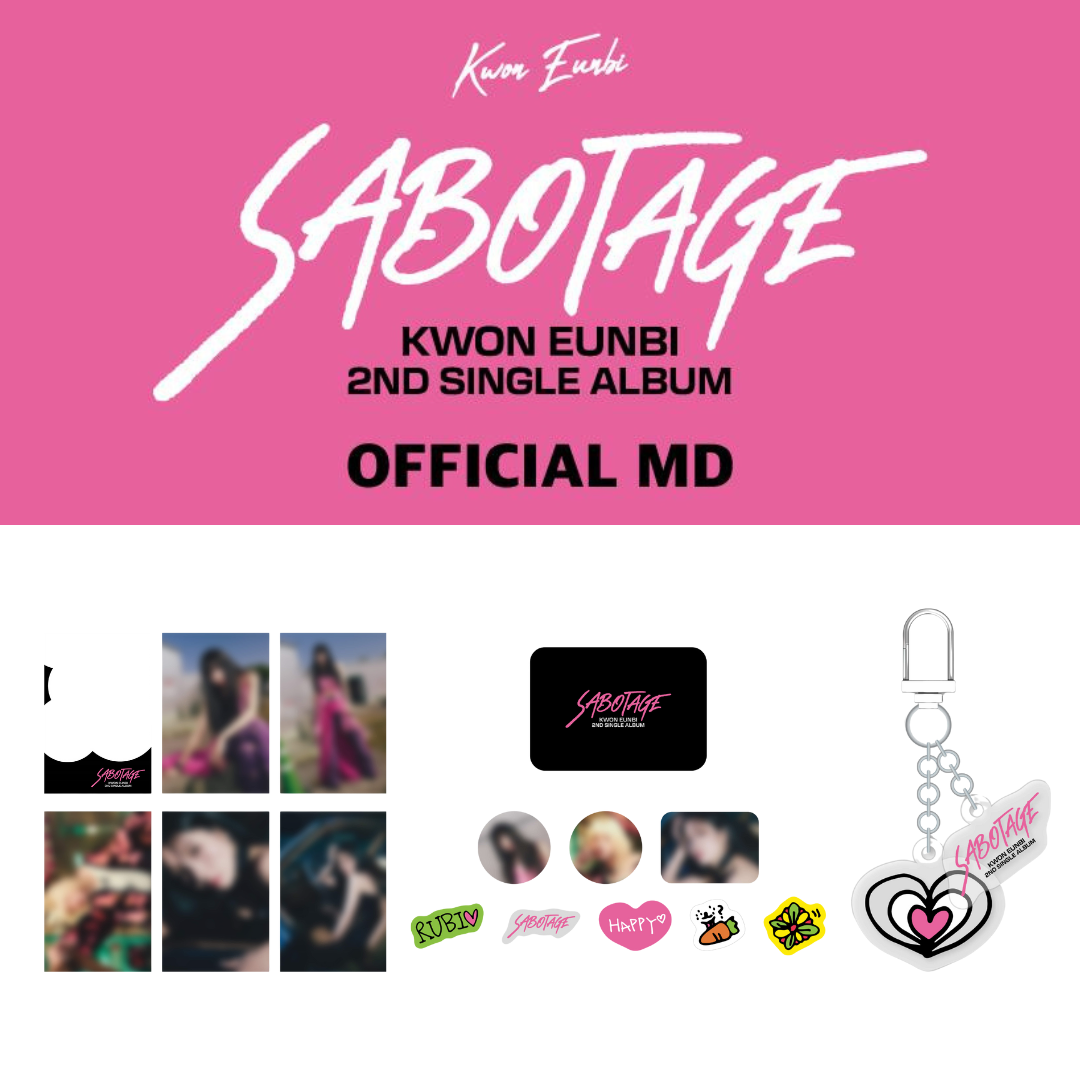 Kwon EunBi - "Sabotage" Official MD (Postcard Set, TinCase & Sticker Set, Acrylic Keyring) - HALLYUSUPERSTORE