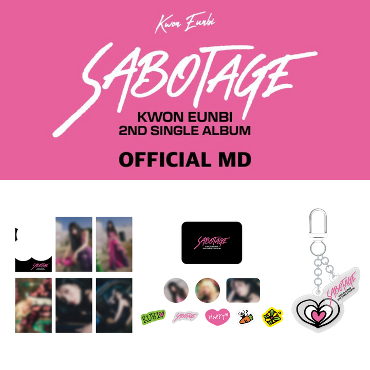 Kwon EunBi - "Sabotage" Official MD (Postcard Set, TinCase &amp; Sticker Set, Acrylic Keyring) - HALLYUSUPERSTORE