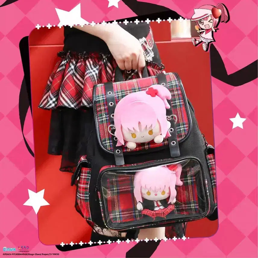 [BUNJANG] Shugo Chara! Hinamori Amu Check Backpack Plush Bag (Sealed) / (미개봉 새상품) 캐릭캐릭체인지 캐캐체 슈고캬라 히나모리 아무 체크 백팩 누이 가방