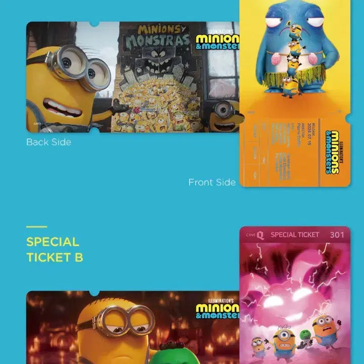 [BUNJANG] Minions &amp; Monsters Special Ticket Set (2 Types) / 미니언즈 &amp; 몬스터즈 스페셜티켓 2종 1세트