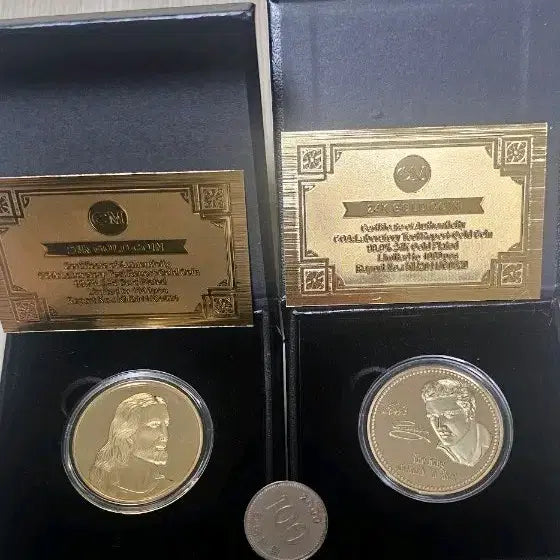 [BUNJANG] Gold Plated Coin Set (Jesus, Elvis Presley, Last Supper) - 2 Types Bundle / 골드 코인 세트 (예수, 엘비스 프레슬리, 최후의 만찬),2종일괄