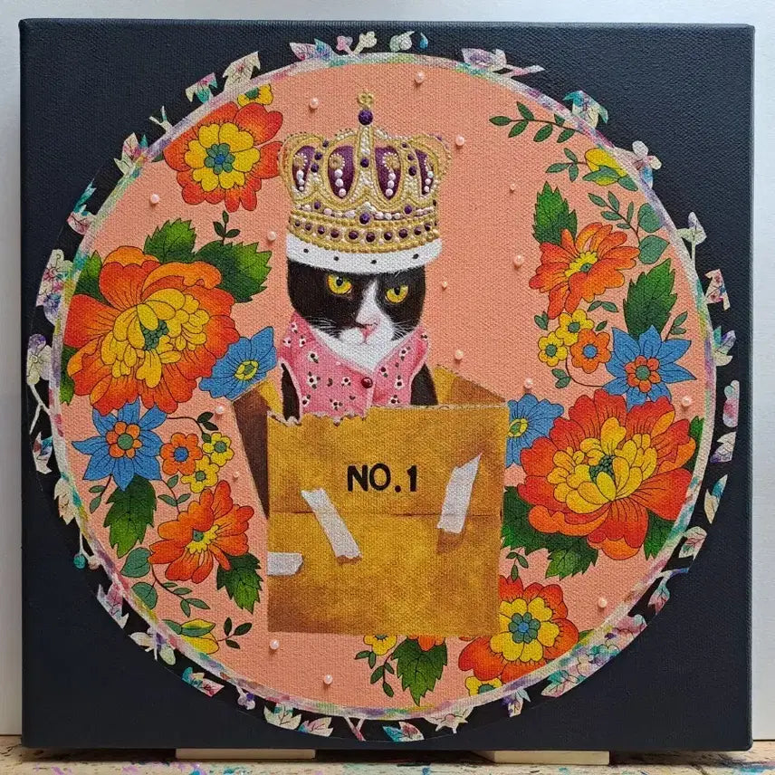[BUNJANG] Crown Cat Acrylic Framed Artwork / 왕관쓴 고양이 아크릴 그림액자입니다