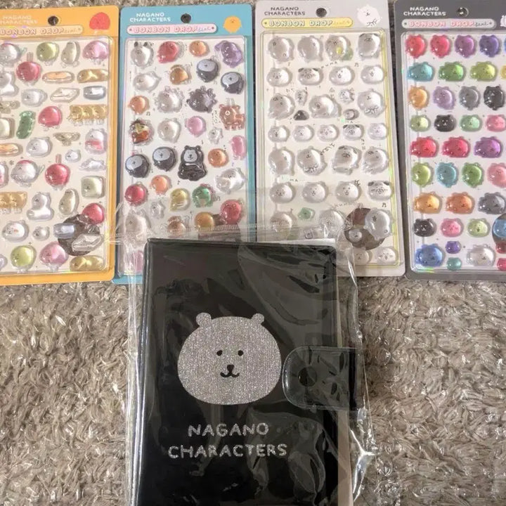 [BUNJANG] Nongdamgom Japan New Collection Bongbong Drop Stickers 4pcs + Sticker Book Set / 농담곰 일본 신상 봉봉드롭 스티커 4개 + 스티커북 세트 일괄 새상품