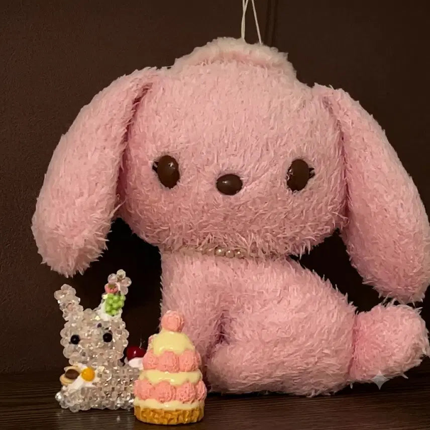 [BUNJANG] Classic Sanrio Lunch Pink Puppy Medium Ornament Plush / 고전 산리오 런치 분홍 강아지 중형 오너먼트 인형