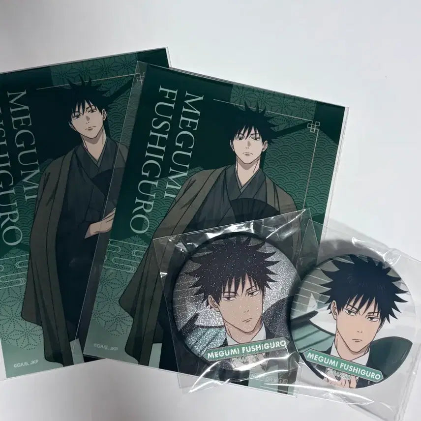 [BUNJANG] Jujutsu Kaisen Megumi 2 Pin Badges + 2 Posters Set / 주술회전 츠타야 메구미 캔뱃지 2종+포스터2종