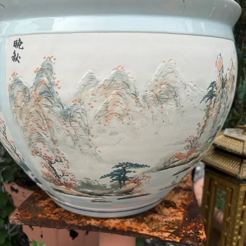 [BUNJANG] Celadon Porcelain Basin with Four Seasons Motif / 4계정 그림이 그려있는 도자기수반