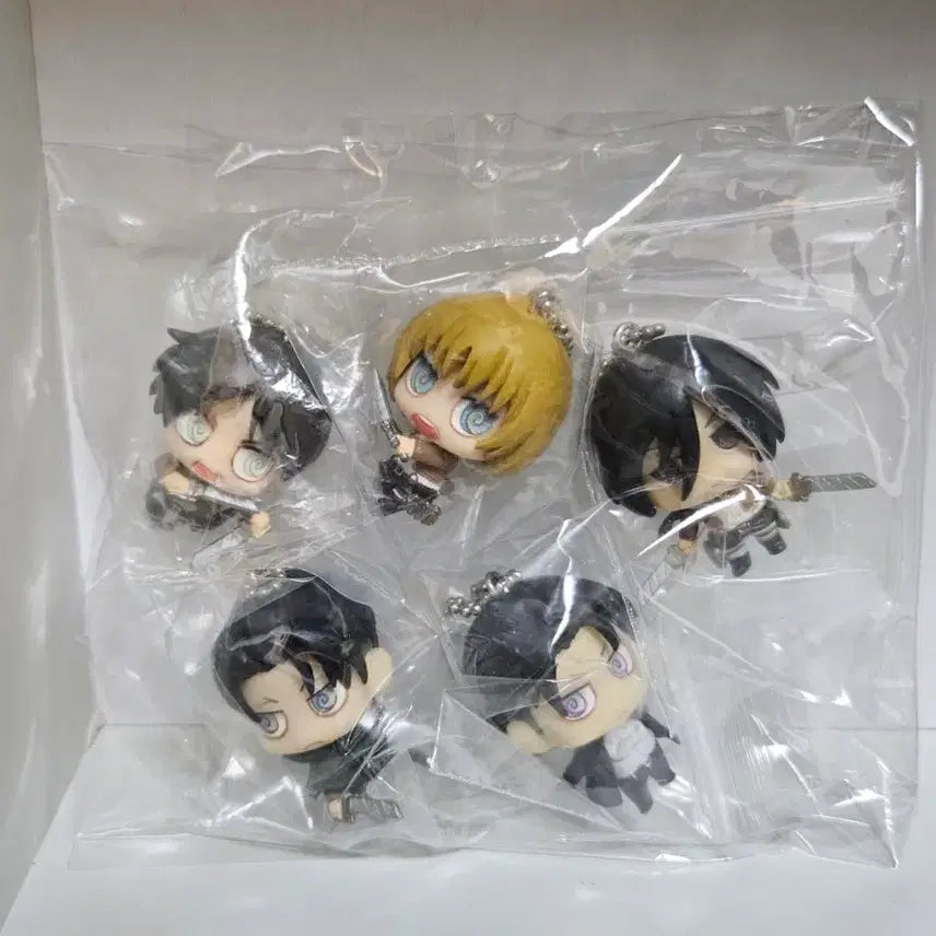 [BUNJANG] Attack on Titan Chimi Mascot Keyring Bundle Set (Levi, Eren, Mikasa, Armin) / 일괄) 진격의거인 치미 마스코트 카라코레 키링/ 리바이 에렌 미카사 아르민