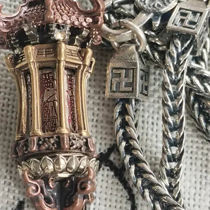 [BUNJANG] Five Directions Deity Wealth Talisman Vajra Necklace and Clasp Set / 5방재신/산신령 재물성 금강목걸이/고리 장식 세트