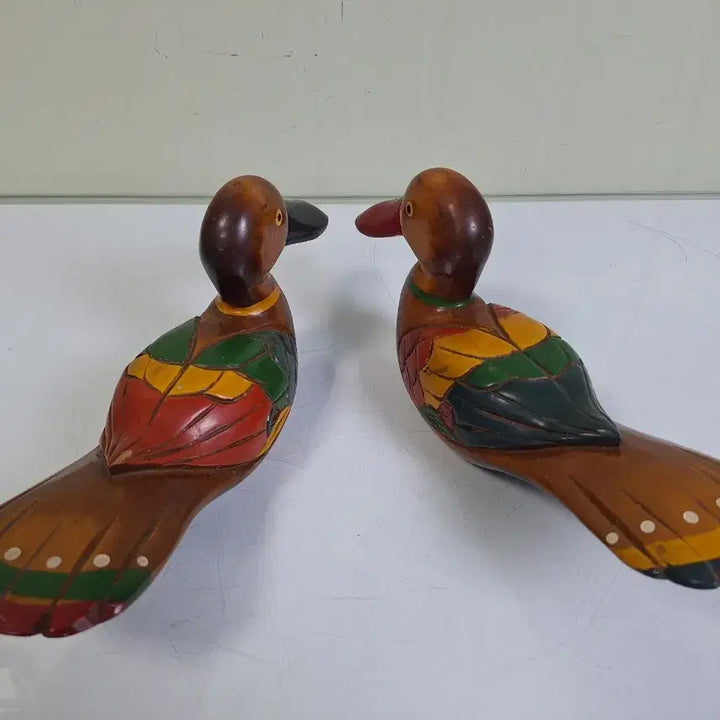 [BUNJANG] Vintage Wooden Duck and Mandarin Duck Sculpture Set / 근대사 수집 옛날 원목나무 조각품 오리 원앙 한쌍