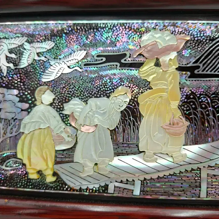 [BUNJANG] 70s Vintage Korean Mother of Pearl Najeon Chilgi Panel Wall Art / NO.84 70S빈티지 한국전통 세절자개 입체 나전칠기 액자