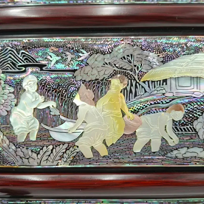 [BUNJANG] 70s Vintage Korean Mother of Pearl Najeon Chilgi Panel Wall Art / NO.84 70S빈티지 한국전통 세절자개 입체 나전칠기 액자