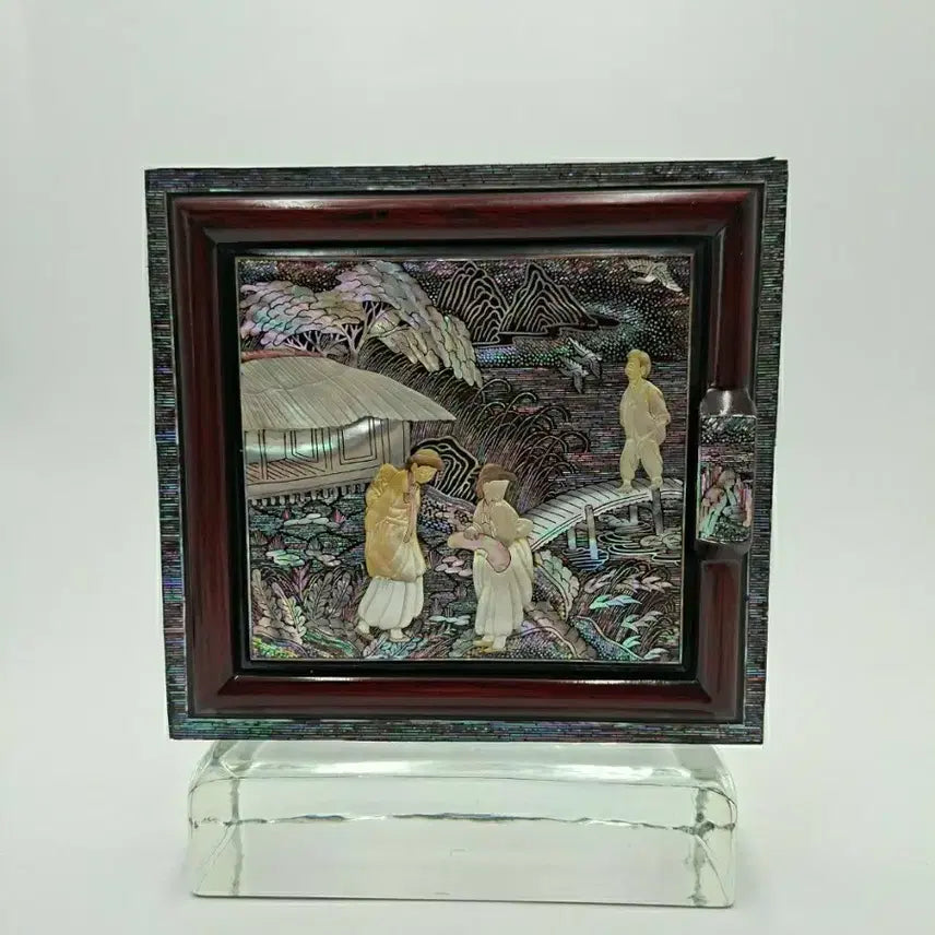 [BUNJANG] 1970s Korean Mother of Pearl Inlaid Celadon Vase Wall Art / NO.82 70S빈티지 한국전통 세절자개 입체 나전칠기 액자