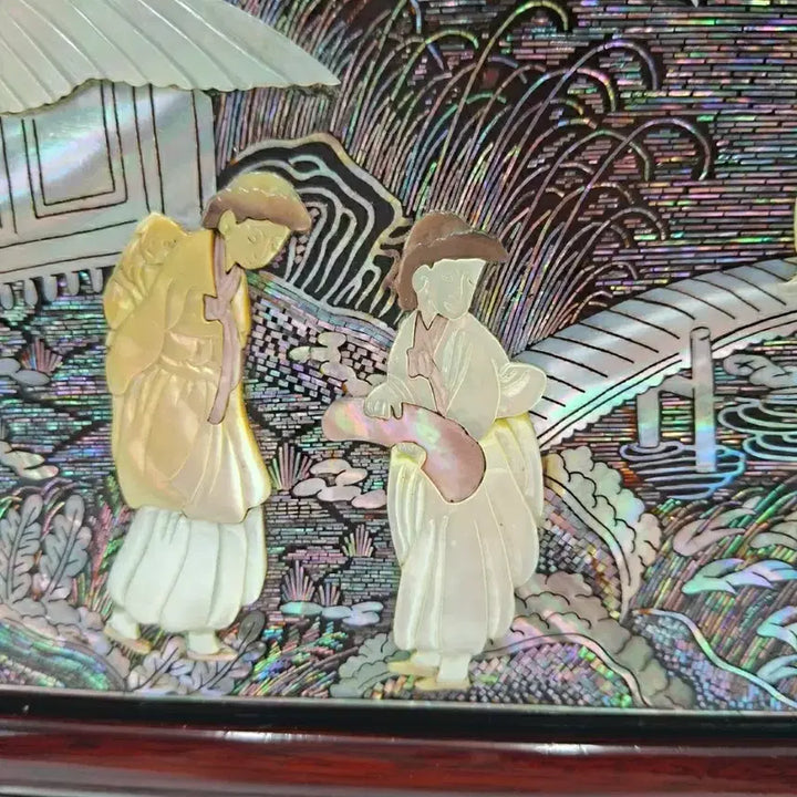 [BUNJANG] 1970s Korean Mother of Pearl Inlaid Celadon Vase Wall Art / NO.82 70S빈티지 한국전통 세절자개 입체 나전칠기 액자