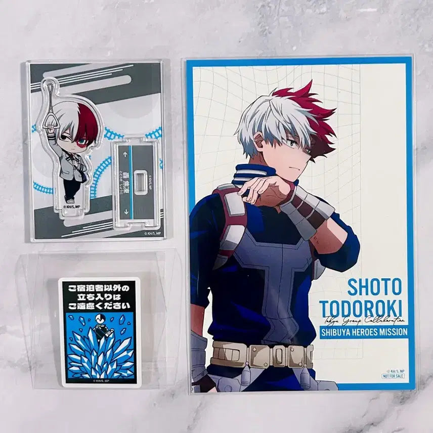 [BUNJANG] My Hero Academia Todoroki Shoto Dokyu Group Mini Acrylic Stand &amp; Bonus Postcard Set / 히로아카 토도로키 쇼토 도큐 미니 아크릴 스탠드 특전엽서 호텔안내 스티커