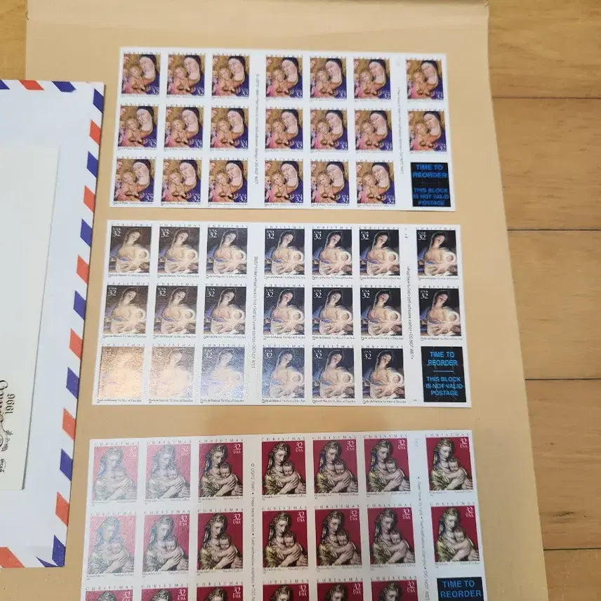 [BUNJANG] 1996 Christmas Commemorative 1st Edition Stamp Sheet (3 Sheets + 1 First Day Cover) / 1996년 크리스마스 기념 1차 발행 우표 (전지3개, +초일1)