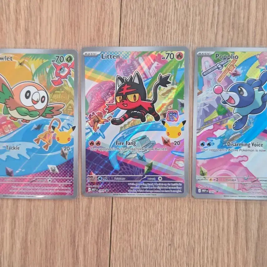 [BUNJANG] Pokemon Alola Starter Trio Full Set Photocard (Rowlet, Litten, Popplio) North American Edition - All Hologram / [북미판/초희귀] 포켓몬 스타팅 3종 풀세트 나몰빼미/냐오불/누리공 한정 프로모 (전체 홀로그램)