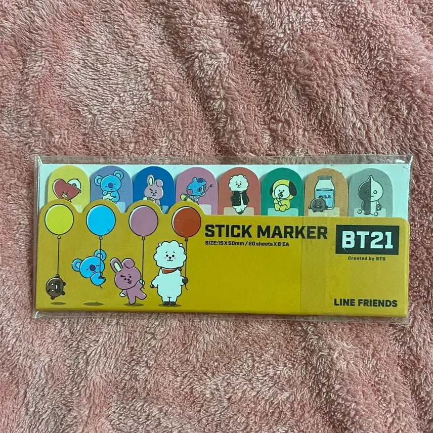 [BUNJANG] BT21 Character Sticker Markers &amp; Post-it Notes / 방탄 BT21 스티커마커 포스트잇