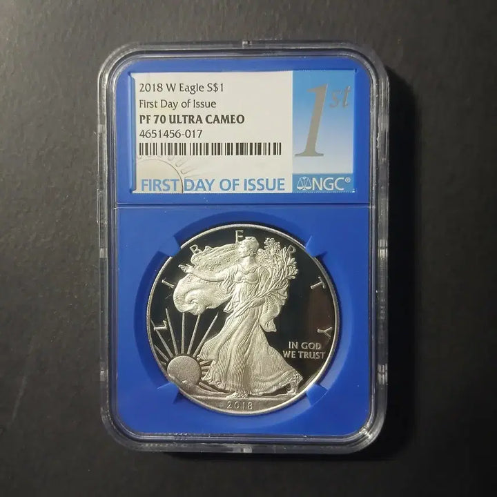 [BUNJANG] 2018-W Blue Label Proof Silver Eagle Dollar Coin PF70 UCAM First Day of Issue / (특가) "발행 첫날" 미국 2018-W 블루라벨 프루프 실버이글 은화 PF70UCAM