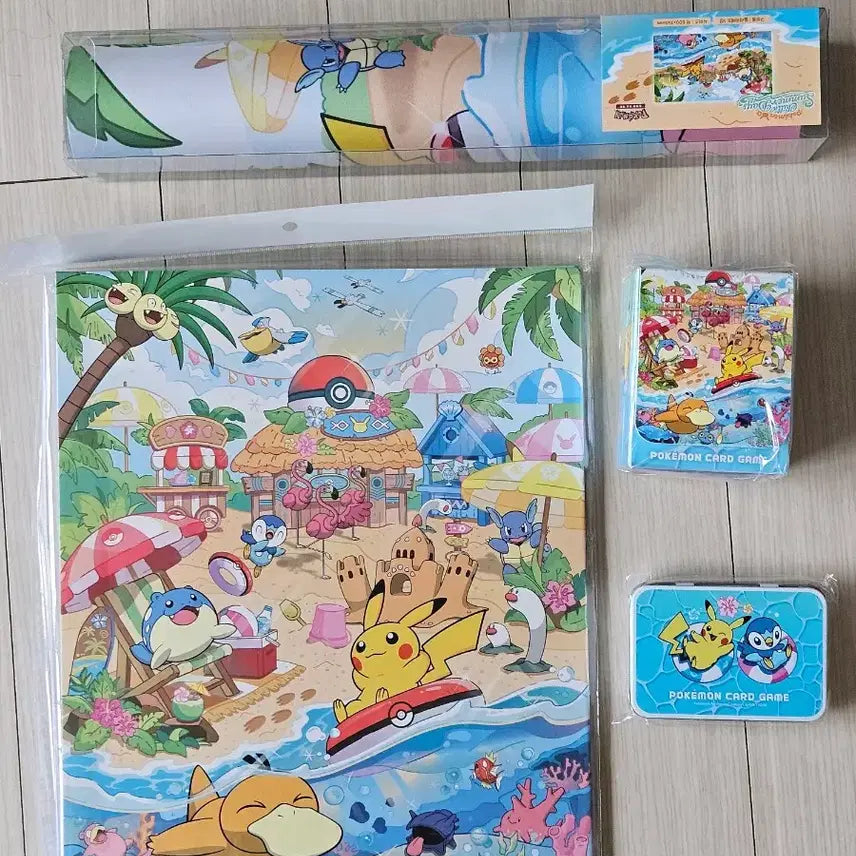 [BUNJANG] Pokemon TCG Chilling Beach Supply 4-Type Set (Playmat, Collection File, Tin Case, Deck Case) / 포켓몬카드 부산팝업 칠링 비치 서플라이 4종세트(매트 컬렉션 덱&amp;틴 케이스)