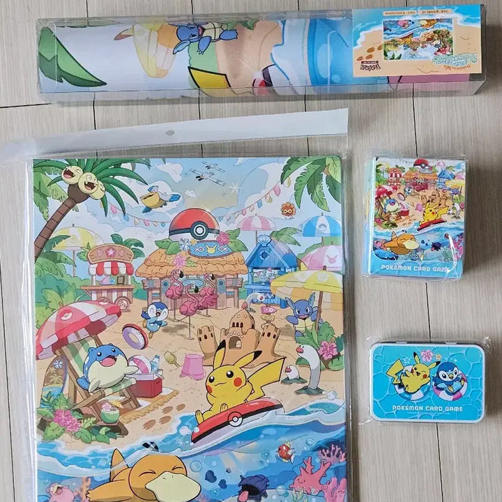 [BUNJANG] Pokemon TCG Chilling Beach Supply 4-Type Set (Playmat, Collection File, Tin Case, Deck Case) / 포켓몬카드 부산팝업 칠링 비치 서플라이 4종세트(매트 컬렉션 덱&amp;틴 케이스)