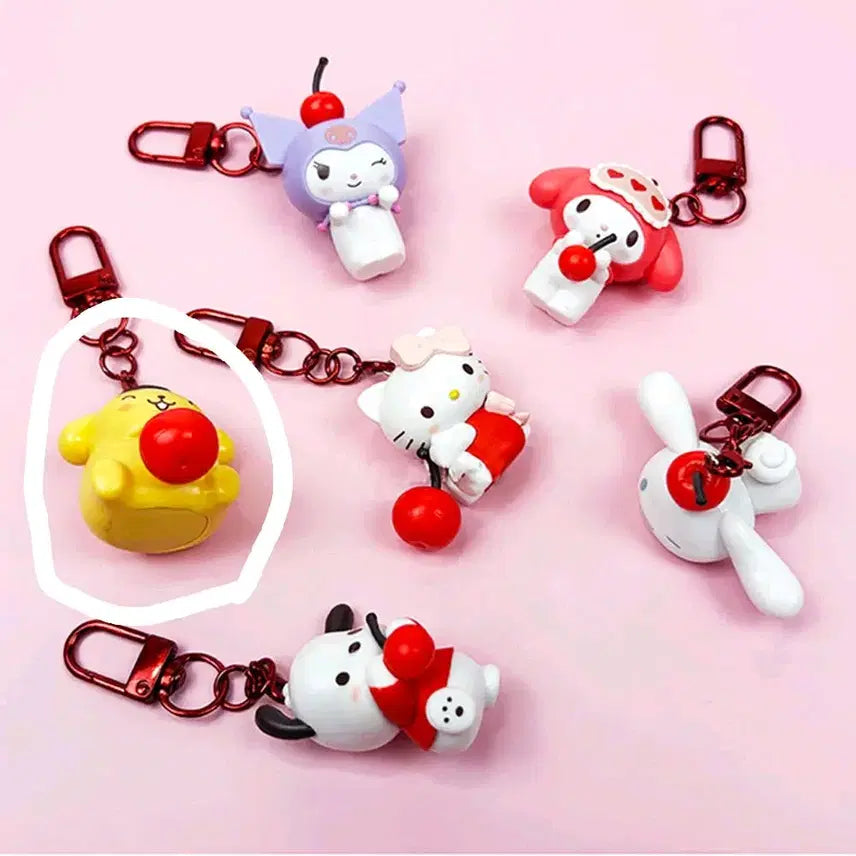[BUNJANG] Sanrio Pompompurin Cherry Figure Keychain (Sealed) / [미개봉] 산리오 랜덤 키링 > 폼폼푸린 체리 피규어 키링