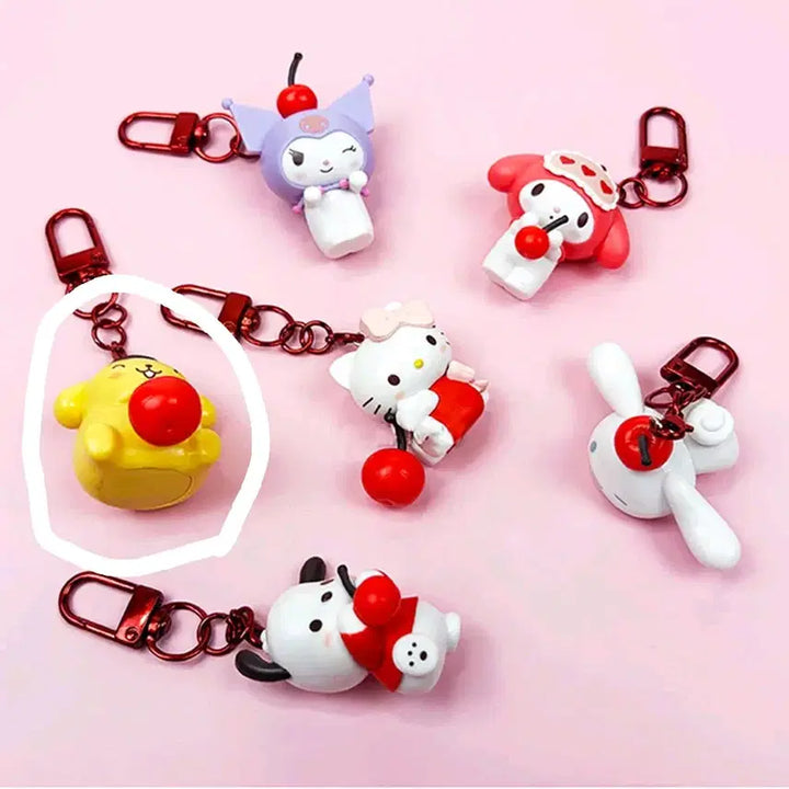 [BUNJANG] Sanrio Pompompurin Cherry Figure Keychain (Sealed) / [미개봉] 산리오 랜덤 키링 > 폼폼푸린 체리 피규어 키링