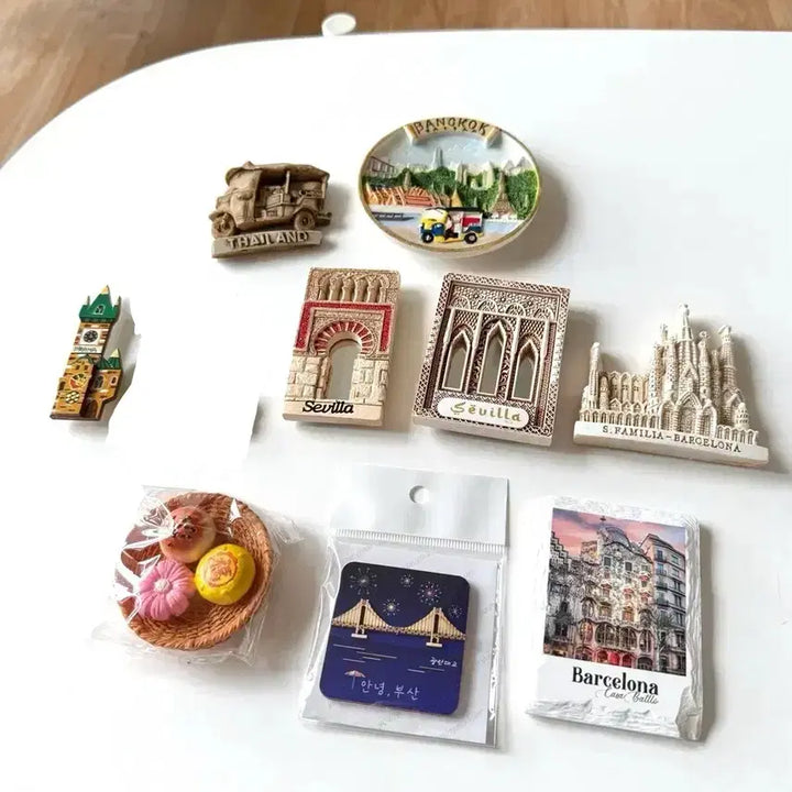 [BUNJANG] Travel Souvenir Magnets - International Cities &amp; Destinations / 마그넷 - 스페인 세비야, 바르셀로나, 체코 프라하, 태국 방콕, 부산